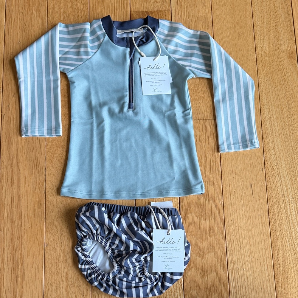 Pehr- Blue /Teal Striped Kids Swim Set